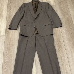 Christian Dior Monsieur Suit 2 Piece 40R (36x32) Wool Gray Brown Herringbone